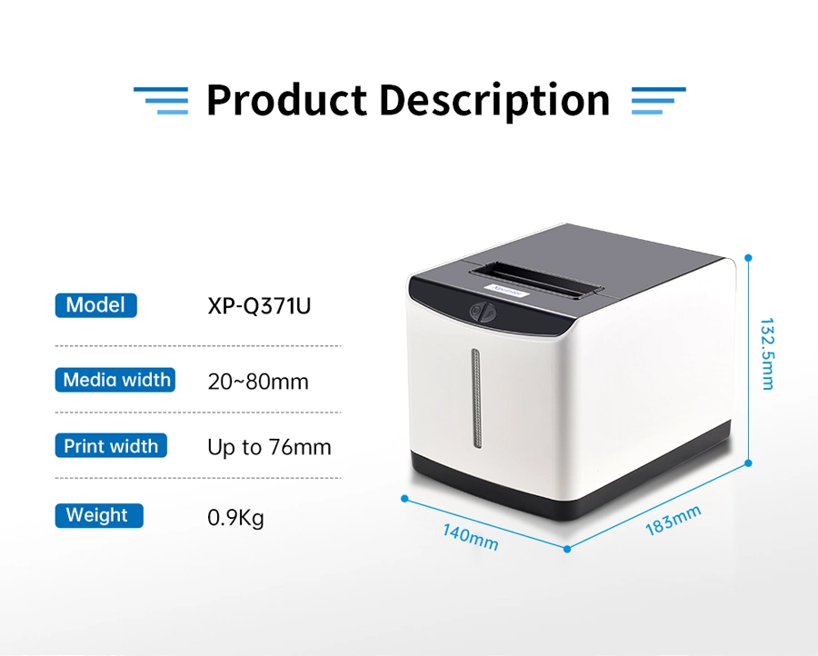 Xprinter XP-Q371U OEM 80mm POS Receipt Printer Bluetooth Shipping Label Printer