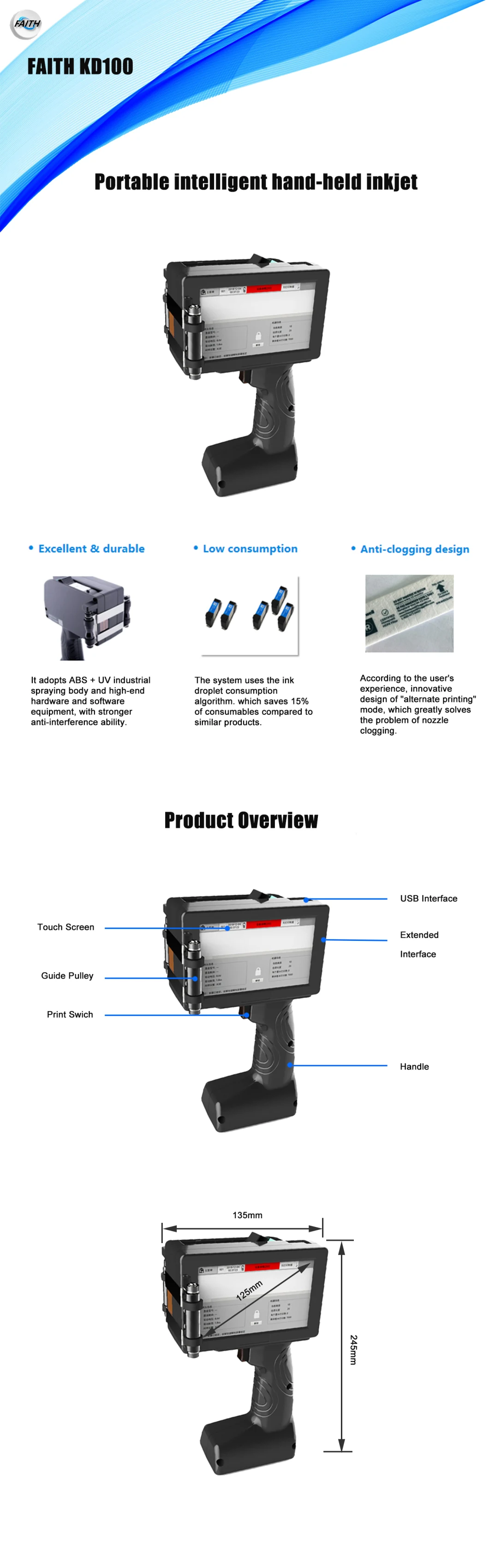 Faith New Arrival DOT Matrix Ink Jet Printer for Batch Number