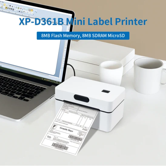 Xprinter XP-D361B Impresora de etiquetas de envío de alta velocidad de 4 pulgadas para logística