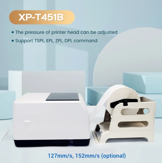 Xprinter XP-T451B Impresora de etiquetas térmicas de alta velocidad de 4 pulgadas Impresora de transferencia térmica