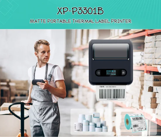 Xpriniter XP-P3301B Impresora térmica portátil de 3 pulgadas Mini Impresora de etiquetas de envío